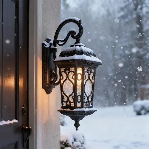 Miniatura 2 de Lámpara de Pared para Exteriores Negra, Linterna de Pared Exterior de 21", Luz de Aplique Impermeable con Pantalla de Cristal Resistente al Agua