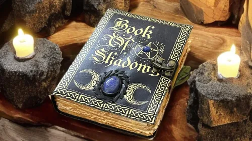 Miniatura 3 de Libro de hechizos en blanco de sombras con lapislázuli celta – Diario de cuero vintage con cerradura, diario de basura de grimorio, cuaderno