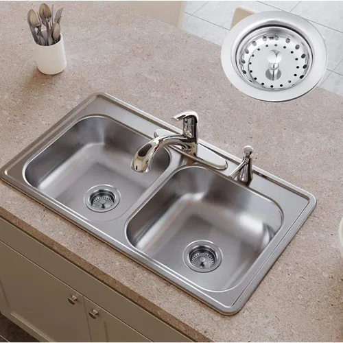 Miniatura 5 de Artiwell Paquete de 2 coladores y tapones para fregadero de cocina, conjunto de drenaje de cocina de 3-1/2 pulgadas con colador y tapón