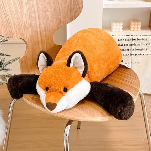 Miniatura 5 de ARELUX Animales de peluche de zorro rojo suave de 18 pulgadas: almohada de cuerpo de zorro de peluche linda y acogedora, juguetes de animales