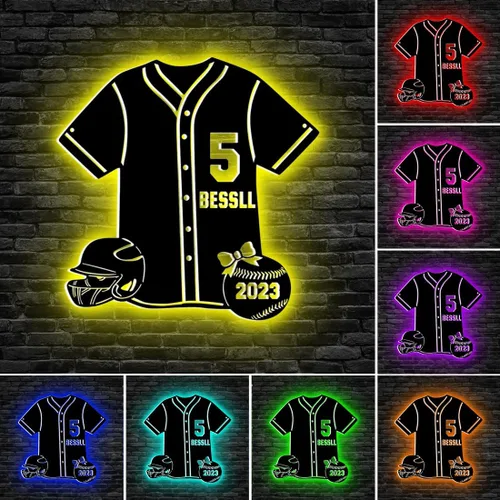 Miniatura 14 de Letrero de neón personalizado de baloncesto, luz nocturna LED de metal de baloncesto para arte de pared, 16 colores cambiantes de baloncesto