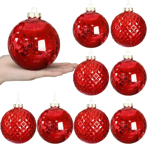 Miniatura 8 de Syhood 8 Piezas Bolas de Navidad Grandes de 4" Adornos Inastillables para Árbol de Navidad Bolas de Plástico con Acabado de Mercurio Vintage