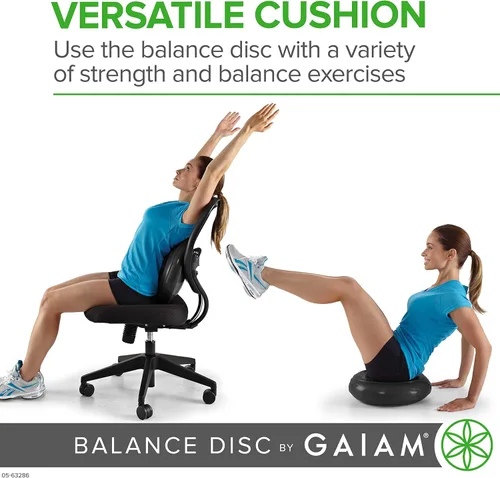 Miniatura 4 de Gaiam Cojín de Equilibrio con Disco de Balanceo, Entrenador de Núcleo de Estabilidad para Silla de Escritorio de Casa u Oficina y Silla Sensorial