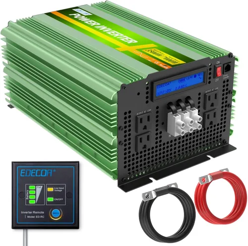 Miniatura 9 de EDECOA Inversor de onda sinusoidal pura de 3500 W CC 12 V a 120 V 110 V CA convertidor de corriente alterna para automóvil, caravana, autocaravana