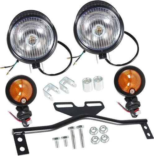 Miniatura 8 de labwork Barra de luz antiniebla direccional para motocicleta con soporte y señal de giro Cromo