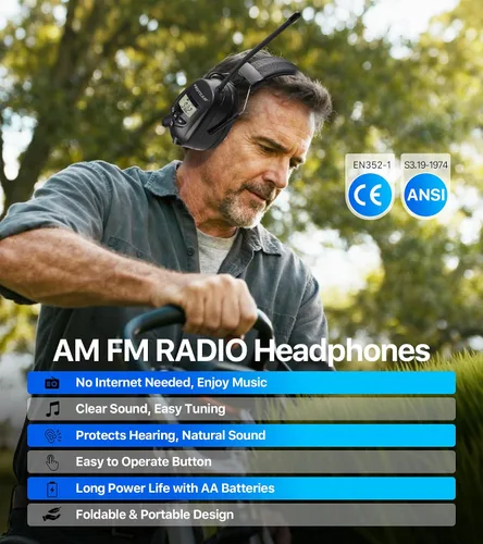Miniatura 3 de Digital AM FM Radio Headphones, Hearing Protection Earmuff for Adult, 30dB SNR for Mowing, Construction, Chainsaw