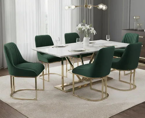Miniatura 16 de EALSON Sillas tapizadas de terciopelo para comedor, juego de 2 sillas modernas de acento para el comedor con base dorada de metal, sillas cómodas