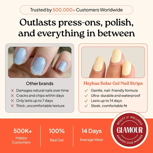 Miniatura 6 de Heyhae Tiras de uñas de gel semicuradas, no necesita lámpara LED, sólidas, amarillas, fáciles de aplicar y quitar, calidad de salón Incluye 28