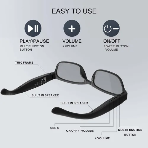 Miniatura 2 de Lentes inteligentes Bluetooth para hombres y mujeres, lentes polarizados de audio con auriculares Bluetooth, micrófono, protección UV, asistente