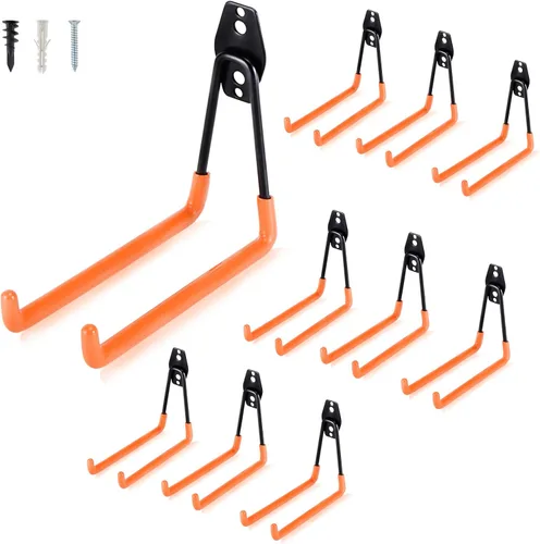 Miniatura 11 de AOBEN Ganchos de garaje resistentes, ganchos de almacenamiento de acero para garaje, perchas para herramientas y ganchos combinables de montaje