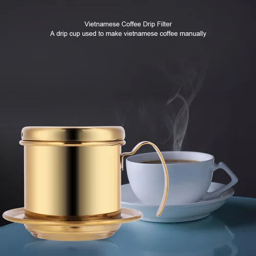 Miniatura 5 de Filtro de café vietnamita, cafetera gotera, taza de prensa portátil de acero inoxidable, infusor manual para oficina, hogar, cocina, campamento