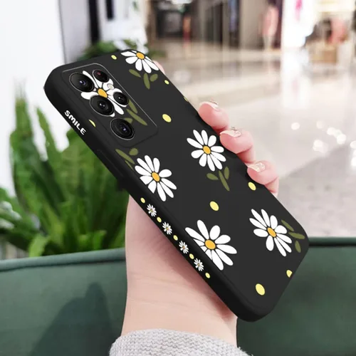 Miniatura 2 de Funda compatible con Galaxy S22 Ultra con bonito patrón de margaritas, protección de lente de cámara, a prueba de golpes, TPU parachoques