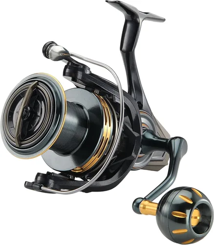 Miniatura 8 de Big Game Surf Spinning Carrete de pesca 8000/12000, 44.1 lbs de potencia de arrastre sin holgura, asiento de carrete de metal, engranaje de aleación