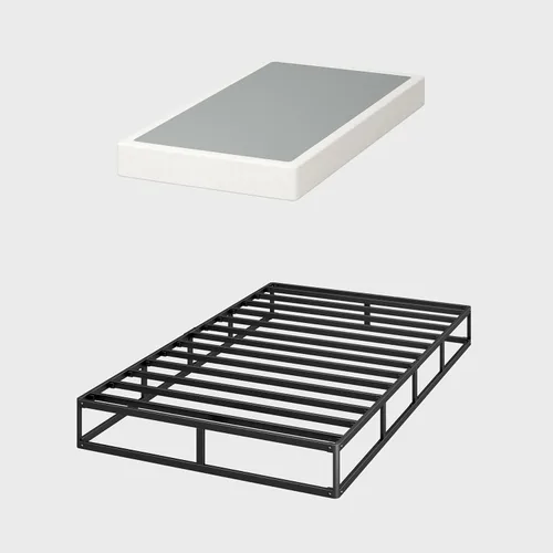 Base de colchón de metal resistente de 8 pulgadas, funda de cama de tela fácil de limpiar, antideslizante, sin ruido, fácil montaje (individual)