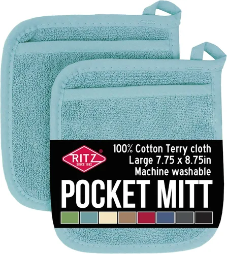 Miniatura 35 de RITZ Guante de bolsillo de rizo y almohadilla caliente: resistente al calor inigualable, 100% algodón duradero, diseño ergonómico para un agarre