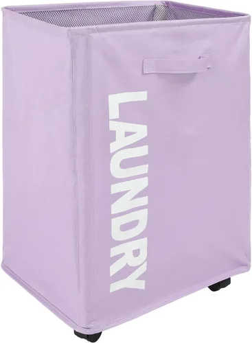 Miniatura 12 de Surblue Cesta para la ropa sucia delgada con ruedas, cesta plegable para la ropa sucia con asa, contenedores de almacenamiento en las esquinas
