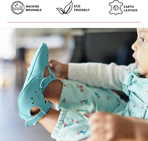 Miniatura 4 de JuJuBe Mary Jane - Zapatos de bebé para niña, zapatos de bebé de cuero vegano lavables a máquina, zapatos de vestir para niñas con suela suave