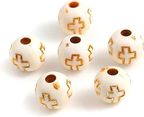 Miniatura 5 de JGFinds Cuentas espaciadoras redondas pequeñas, paquete de 500, 0.315 pulgadas (0.315 pulgadas) con agujero de 0.079 pulgadas, acrílico, suministros