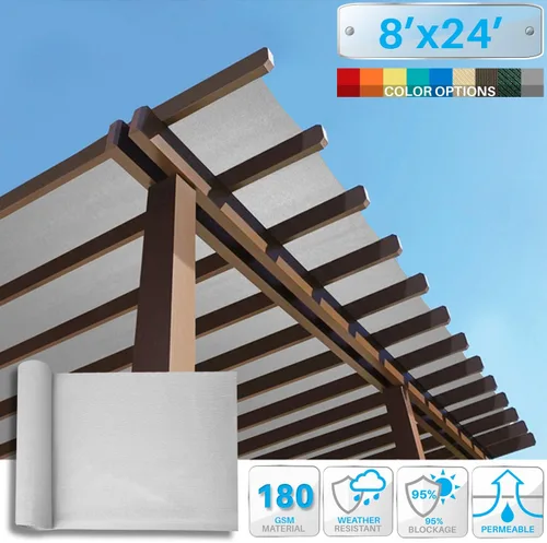 Miniatura 2 de Patio Rollo de Tela para Sombra Solar de 8' x 24' Tela de Sombra de 6/8/12 PIES para Patio, Vela de Malla para Exteriores Toldos de Sombra Solar