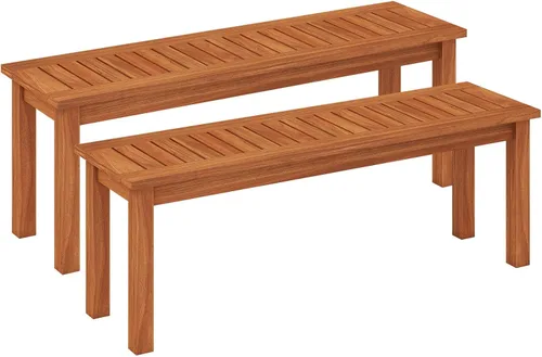 Miniatura 14 de Tangkula Banco de madera para patio, banco de madera maciza para 2 personas con asiento de listones, Loveseat de 39.5 pulgadas de largo con marco