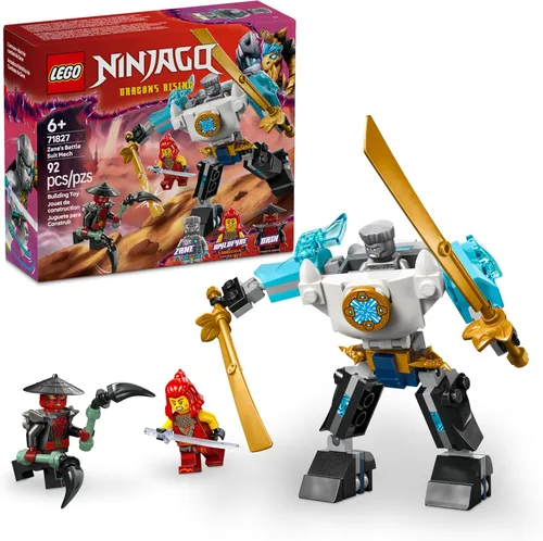 LEGO NINJAGO Conjunto de construcción de juguete de traje de batalla de Zane - Juguetes de construcción para juegos de rol para niños, niños y