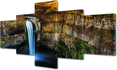 Miniatura 102 de TUMOVO Lienzo decorativo para pared de sala de estar, 5 paneles de naturaleza, Alaska, Estados Unidos, autopista alrededor de montañas, paisaje