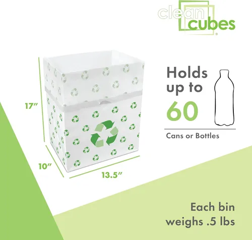 Miniatura 4 de Clean Cubes Botes de basura desechables de 13 galones (paquete de 3) con bolsas bajas, contenedores plegables de basura y reciclaje para fiestas