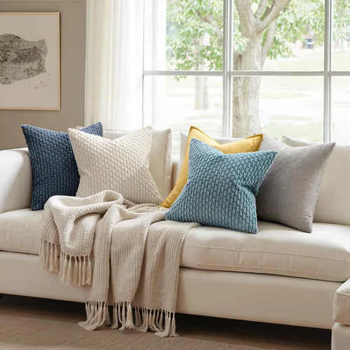 Miniatura 3 de MIULEE - Paquete de 2 fundas de cojín decorativas, modernas y boho, de terciopelo, con textura a rayas, para sofá, cama, sala de estar, decoración