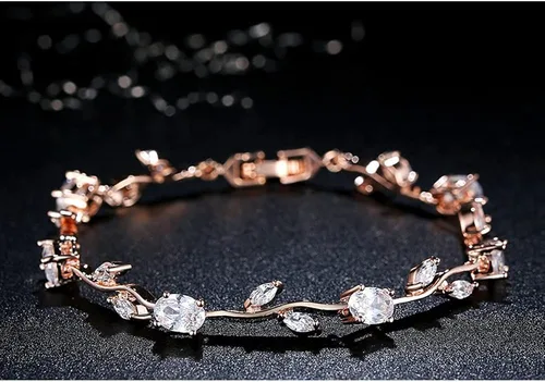 Miniatura 4 de 18K Rose Gold-Plated Crystal Bracelet for Women Red & Green Shiny Gemstone Tennis Bracelet Diamond Bangle Bracelet for Girls Fashion Jewelry