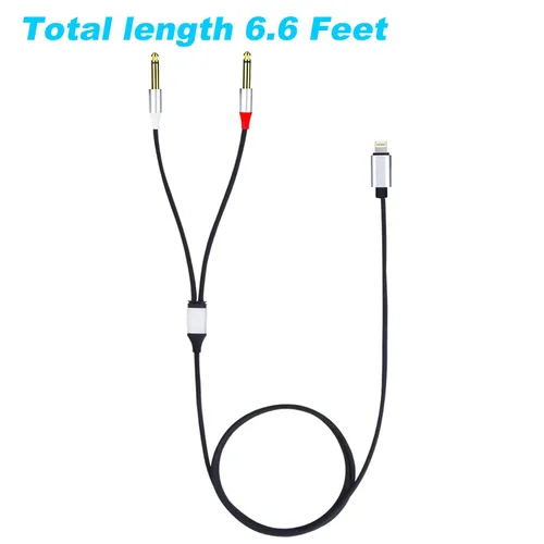 Miniatura 6 de Lightning a Dual 0.250 in mono estéreo Y-cable divisor Lightning a doble 1/4 pulgadas cable de audio compatible con iPhone