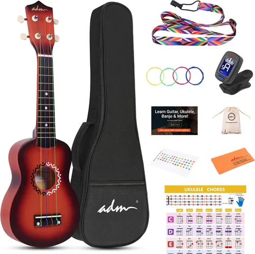 Miniatura 17 de ADM Ukelele para principiantes, kit de madera hawaiana para niños, adultos y estudiantes, pack profesional de ukalele con lecciones gratuitas, bolsa