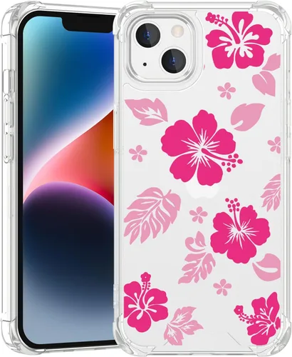 Miniatura 107 de Funda para iPhone 8 Plus y iPhone 7 Plus, linda funda Kawaii azul hibisco hawaiano floral estética floral para niñas preppy mujeres