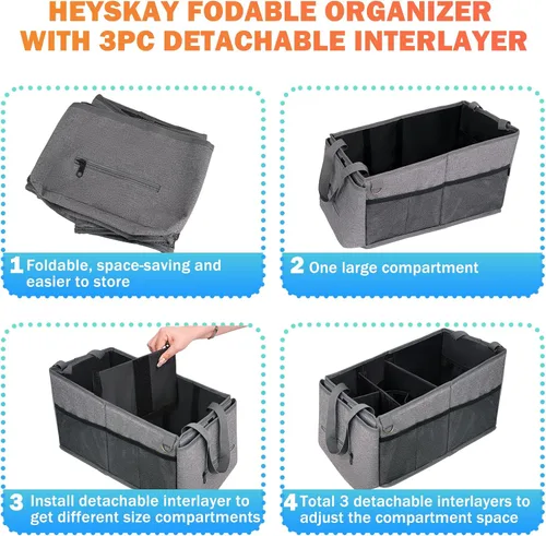 Miniatura 4 de HEYSKAY Organizador de asiento de automóvil, organizador de asiento de pasajero, organizador plegable de asiento de automóvil pequeño para consola