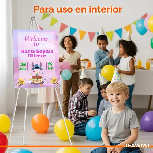 Miniatura 5 de JEAWIWI 1 PZA Soporte de Caballete Blanco para Soporte de Letrero de Boda, 66 Pulgadas, Ligero y Ajustable, Soporte de Tablero de Póster de Arte