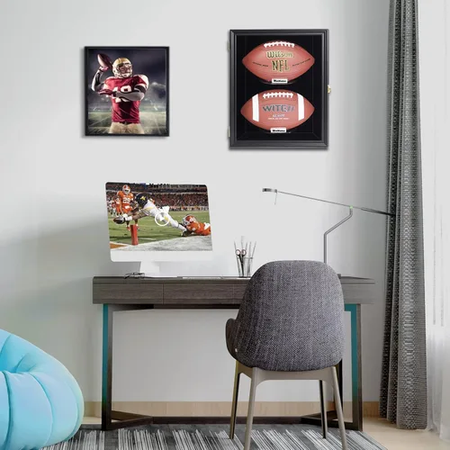 Miniatura 7 de 2 vitrinas de fútbol para montaje en pared, con cerradura, vista clara, tamaño completo, antidecoloración, protección UV, puerta acrílica, recuerdos