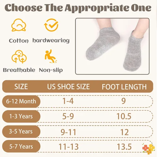 Miniatura 7 de HYCLES 15 pares de calcetines para niños pequeños, calcetines de agarre para niños de 6-12 meses 1-7 años, calcetines de tobillo antideslizantes