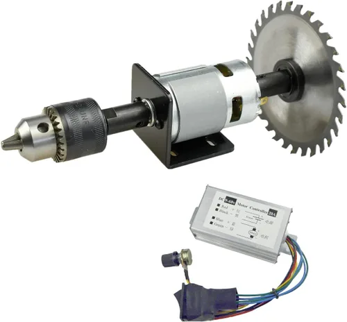 Miniatura 8 de CHANCS 895 Mini sierra de mesa para corte de madera DC 24V 12000RPM PWM Monitor regulador de atenuación con interruptor y perilla Voltaje de salida