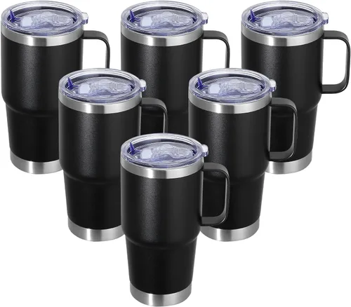 Vaso térmico de acero inoxidable de 20 oz con asa, envase a granel, vasos termales metálicos aislados, taza de café de viaje con asa, vaso de doble
