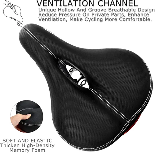 Miniatura 3 de DAWAY Asiento de bicicleta cómodo para hombres y mujeres - Asiento de bicicleta acolchado con espuma viscoelástica suave, repuesto de sillín