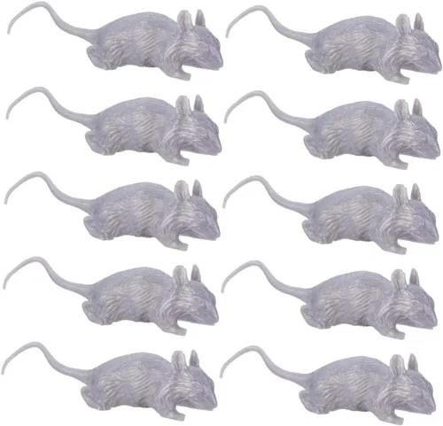 10 ratas de plástico realistas de simulación de Halloween para decoraciones de fiesta de miedo en interiores y exteriores, figuras de broma