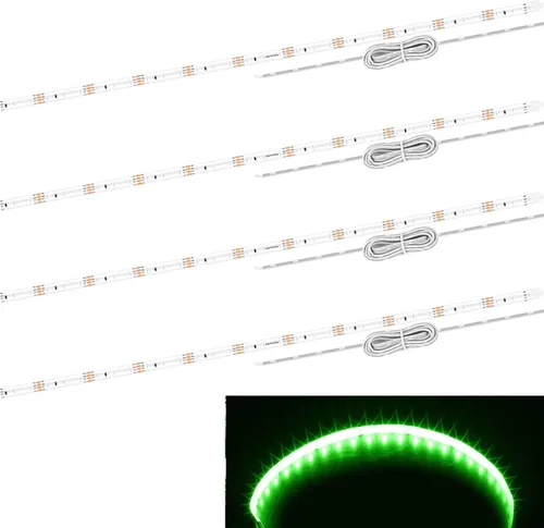 Tira de luz LED verde de 24 pulgadas para automóvil, 12 V, para automóvil, motocicleta, camión, barco marino, en el interior, paquete de 4