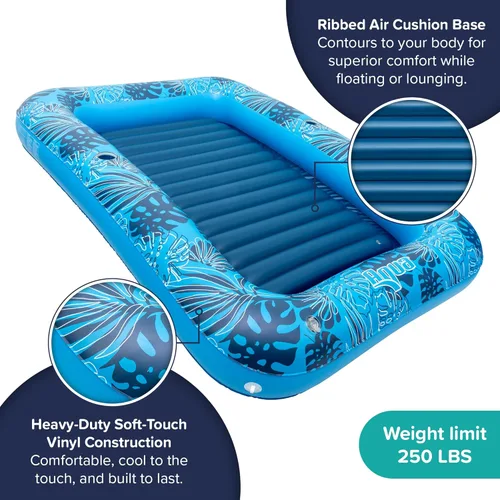 Miniatura 5 de Aqua Inflatable Tanning Pool Lounger, Premium Pool Float with Cupholders and Removeable Pillow for Relaxation and Fun