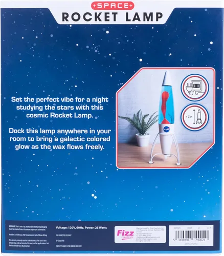 Miniatura 5 de Fizz Creations Lámpara de cohete inspirada en la NASA. Lámpara de decoración espacial con acabado mate con líquido azul y cera roja. 16.9 in