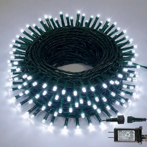 Miniatura 11 de Hopolon Guirnalda de luces para interiores y exteriores, 33 pies, 100 luces LED de Navidad con control remoto, cable verde conectable, luces