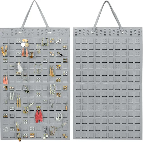Miniatura 13 de Resovo Organizador de aretes colgantes, soporte para aretes y 20 ganchos, capacidad para hasta 300 pares, diseño compacto, material suave, Blanco