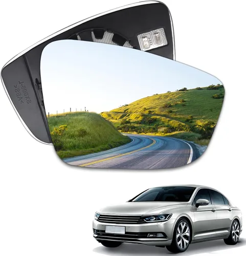 Espejo de cristal calefactable para el lado del pasajero, compatible con Volkswagen VW Passat Jetta Beetle 2011, 2012, 2013, 2014, 2015, 2016, 2017,
