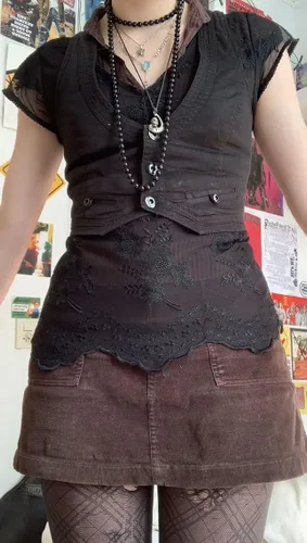 Miniatura 7 de Chaleco con botones para mujer, corsé corto con espalda cruzada, estilo punk, grunge, ropa de calle