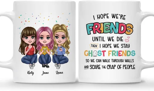 Miniatura 25 de Gossby Taza de café personalizada de la amistad, regalo personalizado Besites para mujeres con diseño de muñeca, nombre, cita – cumpleaños, Navidad