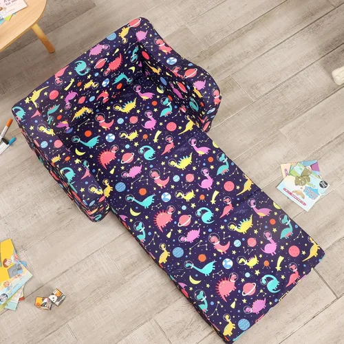 Miniatura 4 de MOMCAYWEX Sofá para niños, sofá de espuma abatible 2 en 1, silla plegable suave para juegos, color morado Púrpura