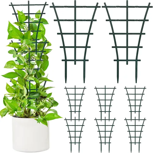 Paquete de 12 mini enrejados apilables para plantas trepadoras para plantas en macetas de interior, soporte para macetas, guisantes, hoya, potos
